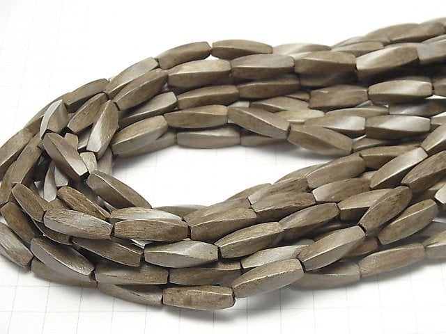 Gray Wood 4Faceted Twist Faceted Rice 20x6x6mm 1strand beads (aprx.15inch/38cm)