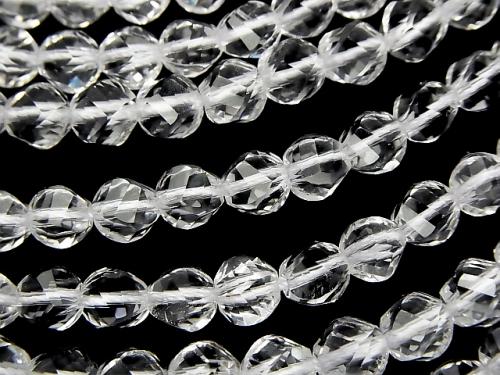 Diamond Cut! Crystal AAA 4 Faceted Twist x Multiple Facets Faceted Round 6 mm half or 1 strand (aprx.15 inch / 37 cm)