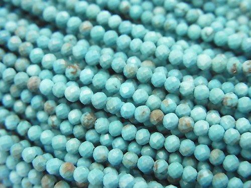 Diamond Cut!  1strand $6.79! Magnesite Turquoise  Faceted Round 2mm  1strand (aprx.15inch/37cm)