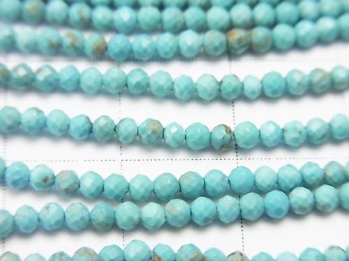 Diamond Cut!  1strand $6.79! Magnesite Turquoise  Faceted Round 2mm  1strand (aprx.15inch/37cm)