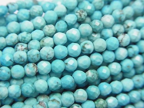 Diamond Cut!  1strand $6.79! Magnesite Turquoise  Faceted Round 3mm  1strand (aprx.15inch/37cm)