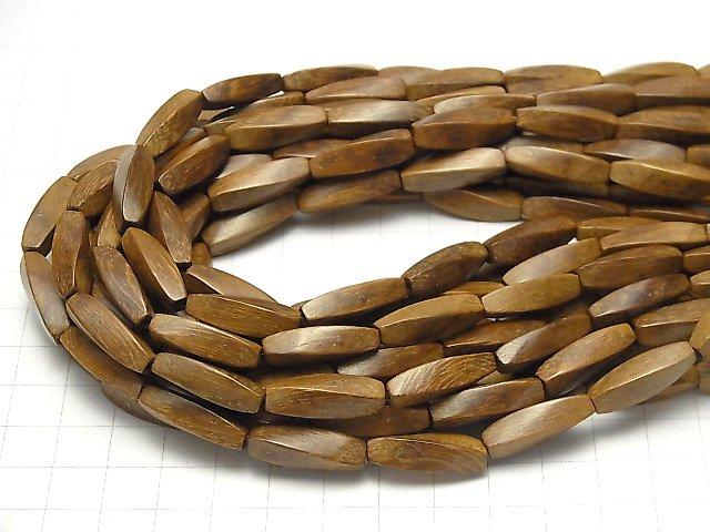 Wood Beads  4Faceted Twist Faceted Rice 20x6x6mm 1strand beads (aprx.15inch/38cm)