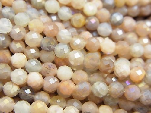 Diamond Cut! 1strand $8.79! Multi Color Moon Stone AAA - Faceted Round 4.5mm Coating 1strand (aprx.15inch / 38cm)