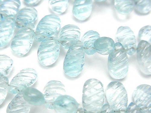 High Quality Sky Blue Topaz AAA with engraving Pear shape 1/4 or 1strand (aprx.6inch / 16 cm)