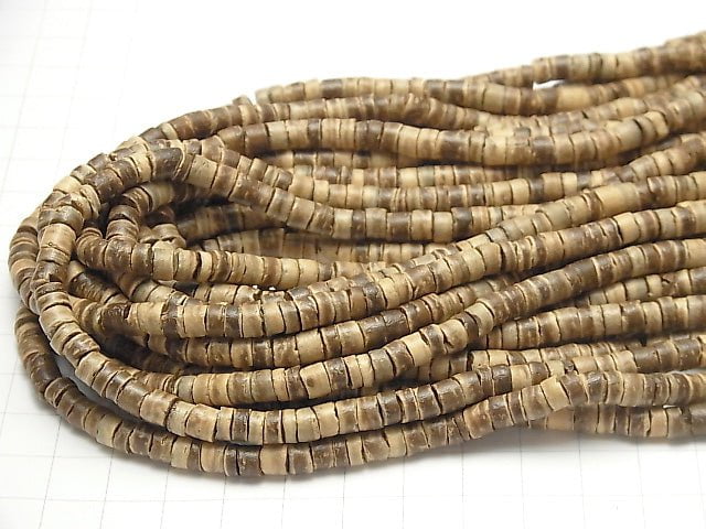 Coconut Tube 5.5x5.5x3mm Beige x Brown 1strand beads (aprx.22inch/54cm)