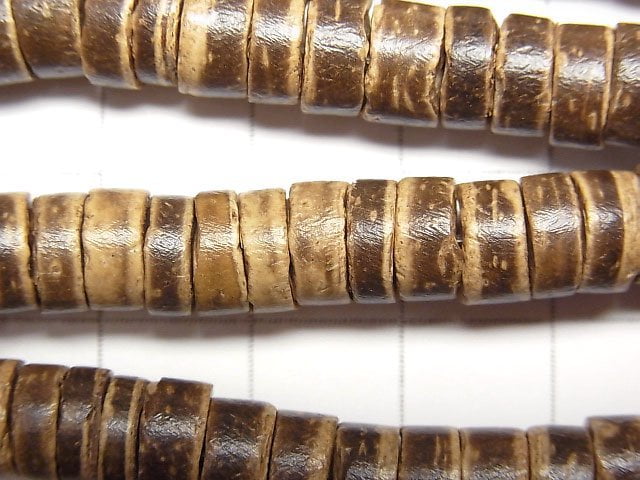 Coconut Tube 8x8x3mm Beige x Brown 1strand beads (aprx.22inch/55cm)