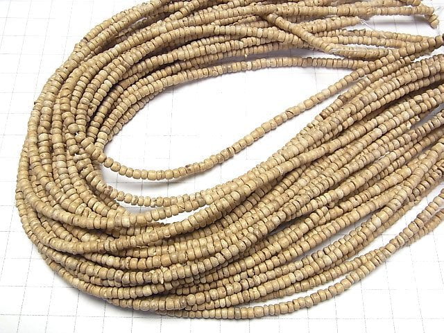Coconut Roundel 4x4x3mm natural color 1strand beads (aprx.15inch/36cm)