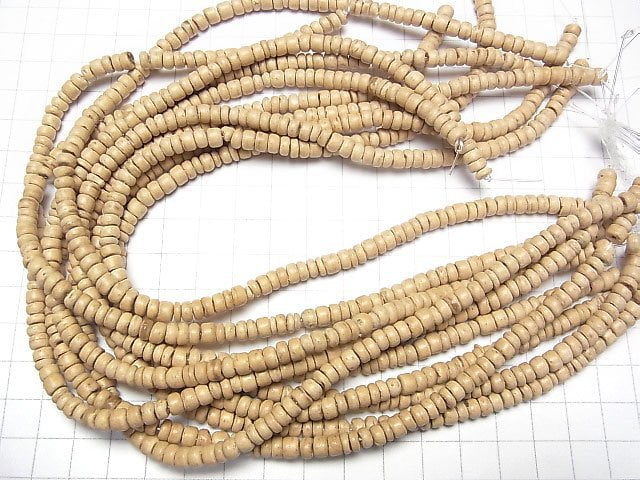 Coconut Roundel 5x5x3mm natural color 1strand beads (aprx.14inch/34cm)