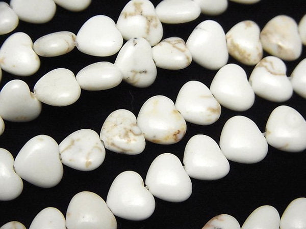 [Video]Magnesite Vertical Hole Heart 7x8x4mm 1strand beads (aprx.15inch/37cm)