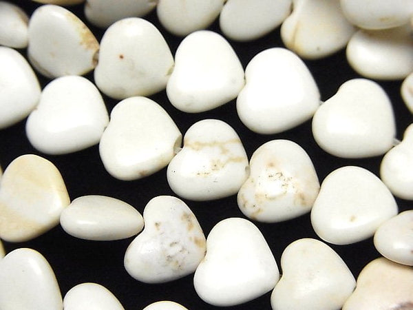 [Video]Magnesite Vertical Hole Heart 9x10x4mm 1strand beads (aprx.14inch/35cm)