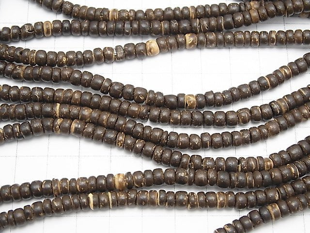 Coconut Roundel 5x5x3mm Brown 1strand beads (aprx.15inch/36cm)