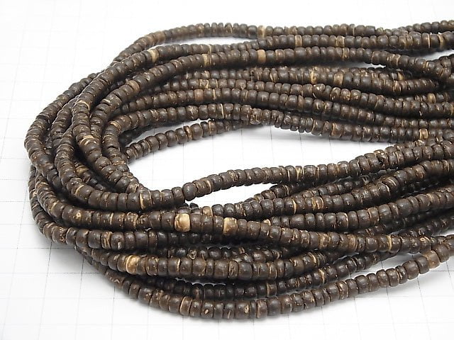 Coconut Roundel 5x5x3mm Brown 1strand beads (aprx.15inch/36cm)