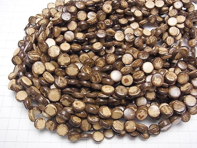 Coconut Coin 10x10mm Brown 1strand beads (aprx.15inch/36cm)
