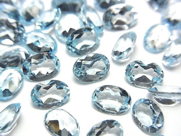 [Video]High Quality Sky Blue Topaz AAA Loose stone Oval Faceted 7x5x3mm 5pcs