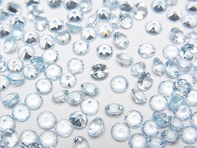 [Video]High Quality Sky Blue Topaz AAA Loose stone Round Faceted 4x4mm 10pcs