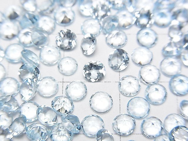 [Video]High Quality Sky Blue Topaz AAA Loose stone Round Faceted 4x4mm 10pcs