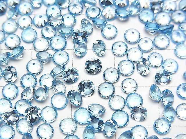 [Video]High Quality Swiss Blue Topaz AAA Loose stone Round Faceted 4x4mm 5pcs