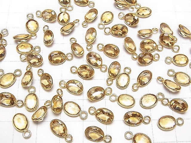 [Video] High Quality Citrine AAA Bezel Setting Oval Faceted 8x6mm 18KGP 5pcs