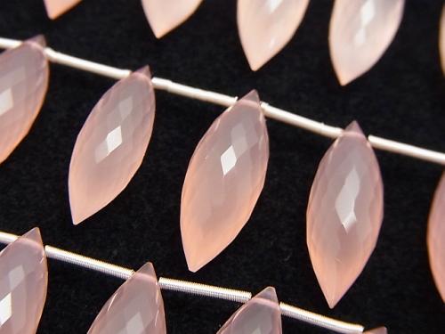 MicroCut! High Quality Pink Chalcedony AAA Marquise Rice Faceted Briolette 1strand (10pcs)