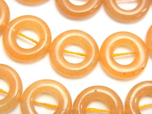 Orange Aventurine Coin (donut) 15 x 15 x 4 mm half or 1 strand (aprx.15 inch / 37 cm)
