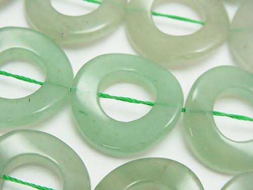 Green Aventurine Twist Coin (Donut) 25 x 25 x 4 mm half or 1 strand (aprx.15 inch / 36 cm)