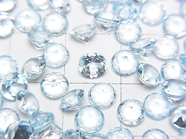 [Video]High Quality Sky Blue Topaz AAA Loose stone Round Faceted 5x5mm 10pcs