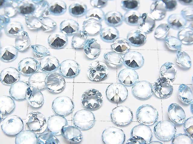 [Video]High Quality Sky Blue Topaz AAA Loose stone Round Faceted 5x5mm 10pcs
