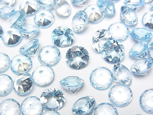 [Video]High Quality Sky Blue Topaz AAA Loose stone Round Faceted 7x7mm 5pcs
