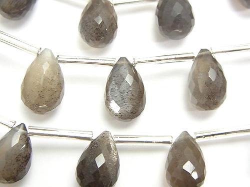 High Quality Silver Sheen Brown - Gray Moon Stone AAA - Drop Faceted Briolette 12 x 8 x 8 mm half or 1 strand (10 pcs)