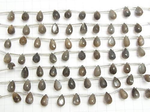 High Quality Silver Sheen Brown - Gray Moon Stone AAA - Drop Faceted Briolette 12 x 8 x 8 mm half or 1 strand (10 pcs)