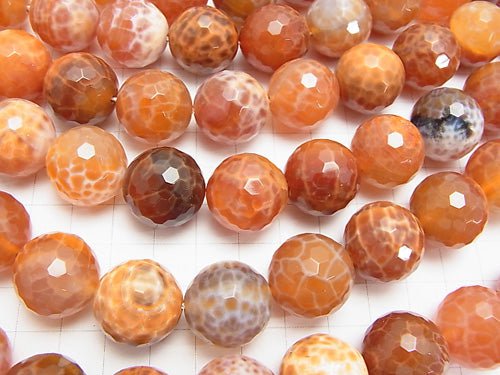 Fire Agate  128Faceted Round 18mm 1/4 or 1strand beads (aprx.15inch/36cm)