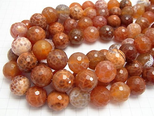 Fire Agate  128Faceted Round 18mm 1/4 or 1strand beads (aprx.15inch/36cm)