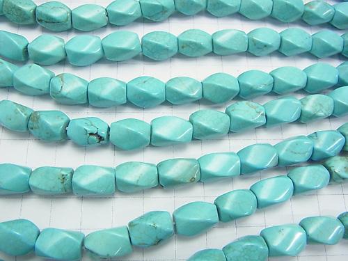 1strand $5.79! Magnesite Turquoise  4Faceted Twist Faceted Rice 12x8x8mm 1strand (aprx.15inch/36cm)