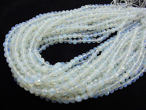 Diamond Cut! 1strand $6.79! Synthetic Opal Semi Faceted Round 6mm White 1strand (aprx.15inch / 37cm)