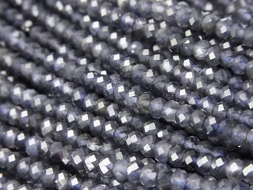 Diamond Cut!  High Quality Iolite AAA- Faceted Button Roundel 4x4x2.5mm half or 1strand (aprx.15inch/38cm)