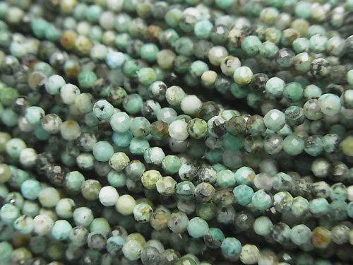 [Video] High Quality!  African Turquoise  Faceted Round 2mm  1strand beads (aprx.15inch/38cm)