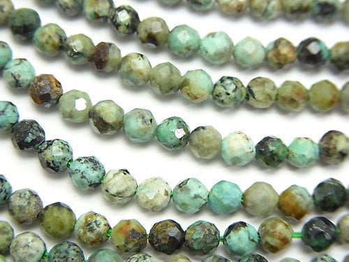 [Video]High Quality! African Turquoise 32Faceted Round 4mm 1strand beads (aprx.15inch/37cm)