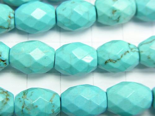 1strand $7.79! Magnesite Turquoise Faceted Rice 12x10x10mm Blue 1strand (aprx.14inch / 35cm)