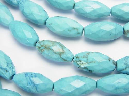 1strand $8.79! Magnesite Turquoise Faceted Rice 18 x 9 x 9 mm Blue 1strand (aprx.15 inch / 37 cm)