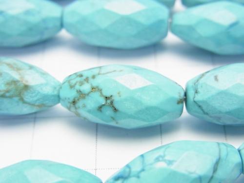 1strand $8.79! Magnesite Turquoise Faceted Rice 18 x 9 x 9 mm Blue 1strand (aprx.15 inch / 37 cm)