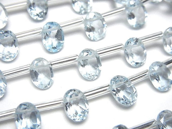 [Video]High Quality Sky Blue Topaz AAA Oval Faceted 8x6mm 1strand (8pcs )