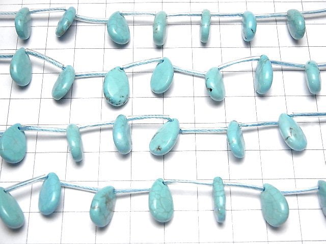 [Video]Magnesite Turquoise Faceted Pear Shape 14x9x4mm 1strand beads (aprx.15inch/38cm)