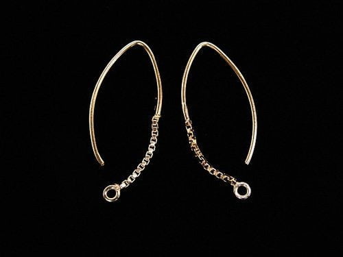 Marquise Earwire 20x11mm 1pair with 14KGF box chain