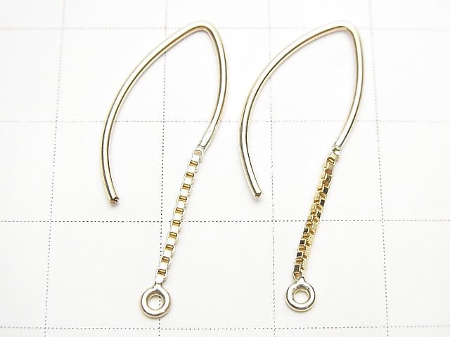Marquise Earwire 20x11mm 1pair with 14KGF box chain