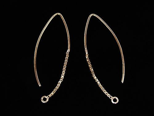 14KGF with box chain Marquise Earwire 18x12 1pair $11.79!