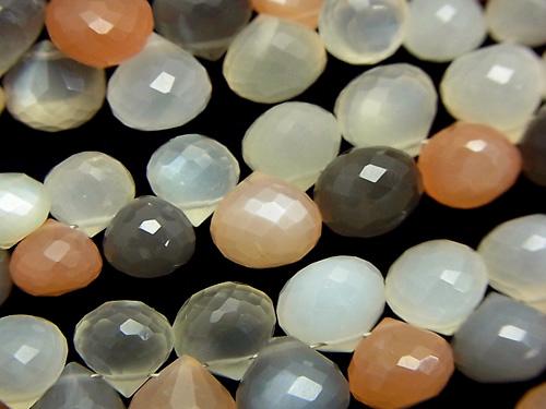 High Quality Multicolor Moon Stone AAA Onion Faceted Briolette half or 1strand (aprx.7inch / 18 cm)