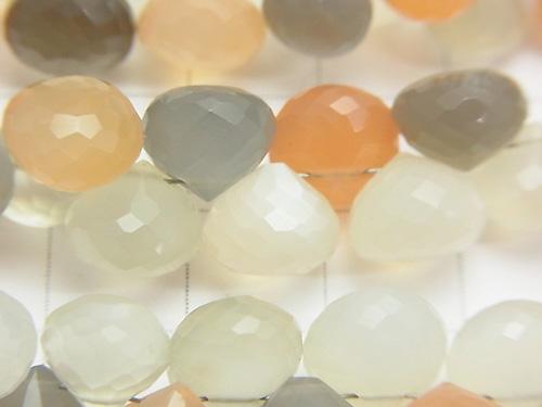 High Quality Multicolor Moon Stone AAA Onion Faceted Briolette half or 1strand (aprx.7inch / 18 cm)