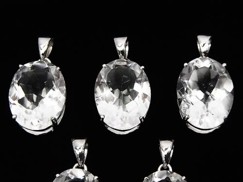 1 pc $15.99! High Quality Crystal AAA Oval Faceted 16 x 12 mm Pendant Silver 925 1 pc