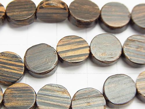 1strand $5.79! Palm Wood Coin 10 x 10 x 4 mm [Dark Color] 1strand (aprx.15 inch / 38 cm)