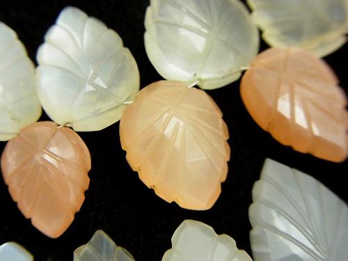 [Video] High Quality Multicolor Moonstone AAA- Pear shape (Leaf Carving) Faceted Briolette 1strand beads (aprx.7inch / 18cm)